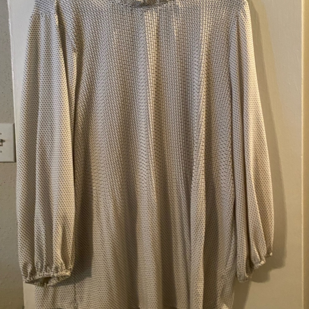 Adrianna Papell Cream Blouse with Black Polka Dots